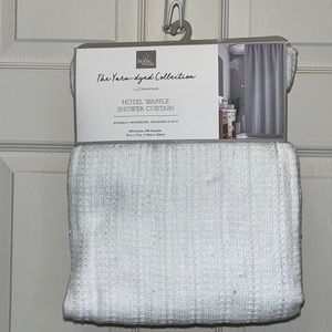 White waffle weave shower curtain